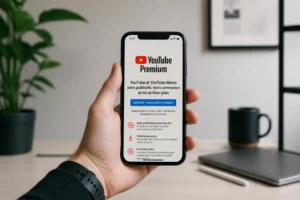 Smartphone affichant YouTube Premium avec les différentes formules d'abonnement en France
