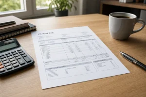 Fiche de paie belge avec calculatrice illustrant le calcul du RMMMG et du salaire minimum en Belgique